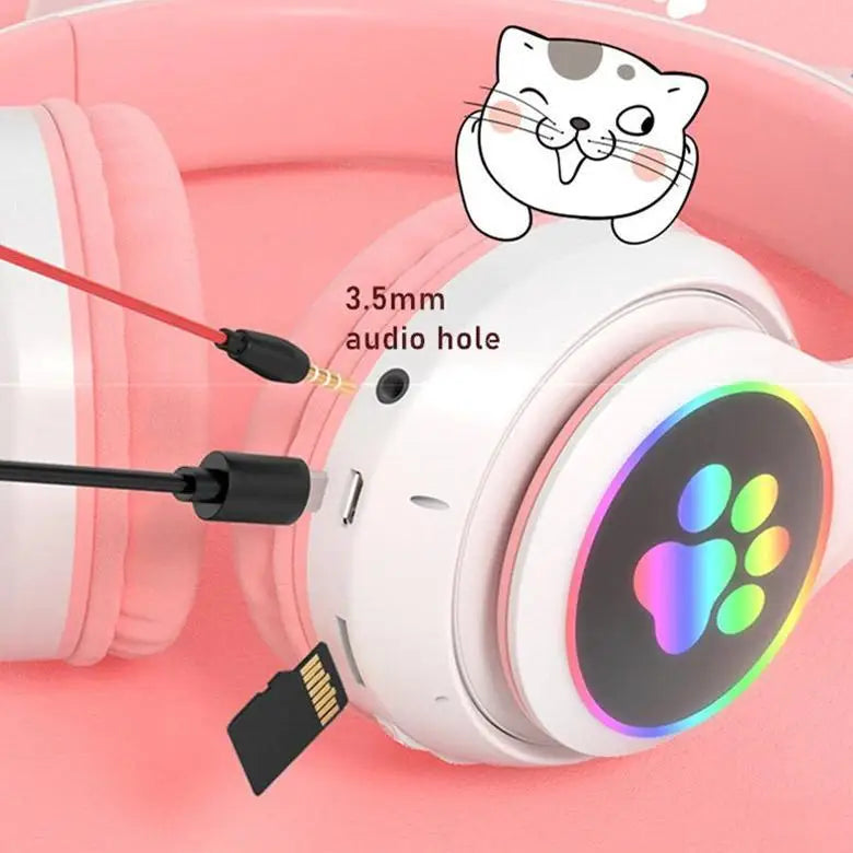Cat Ear Bluetooth 5.0 Headphone with LED Light