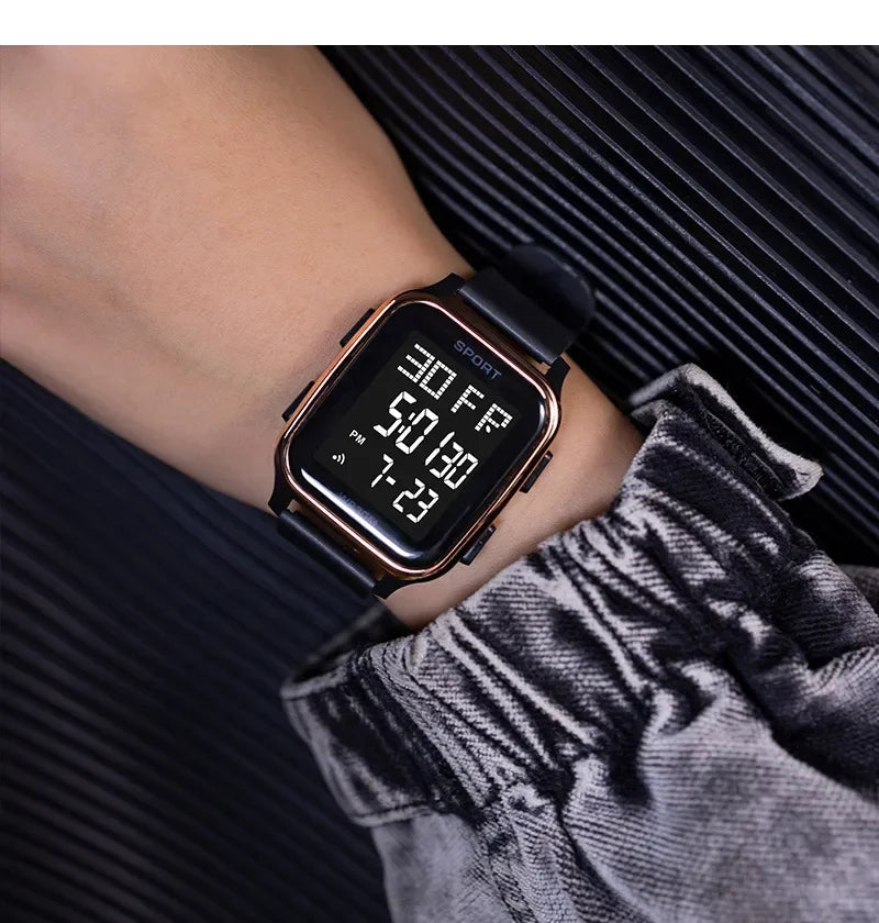 YIKAZE Retro Military Digital Watch Multifunctional Electronic Waterproof