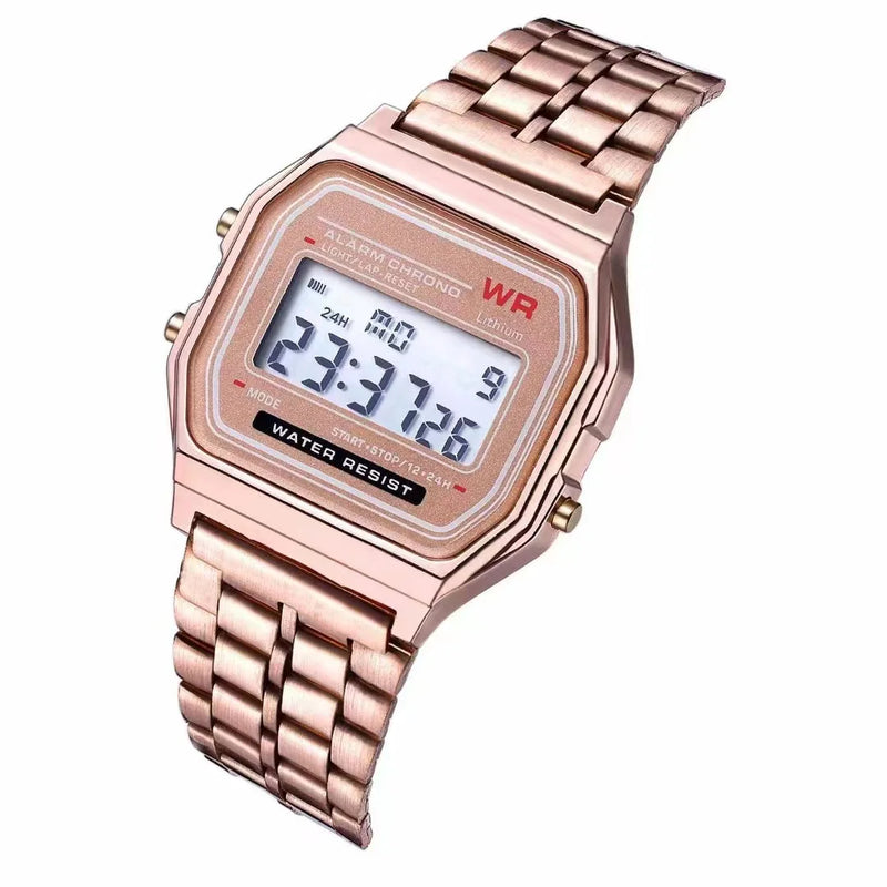 F91W watch with steel bracelet