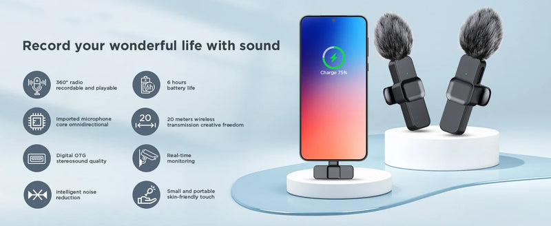 SNZIYAG K10 Wireless Lavalier Portable Audio Video Recording Microphone.