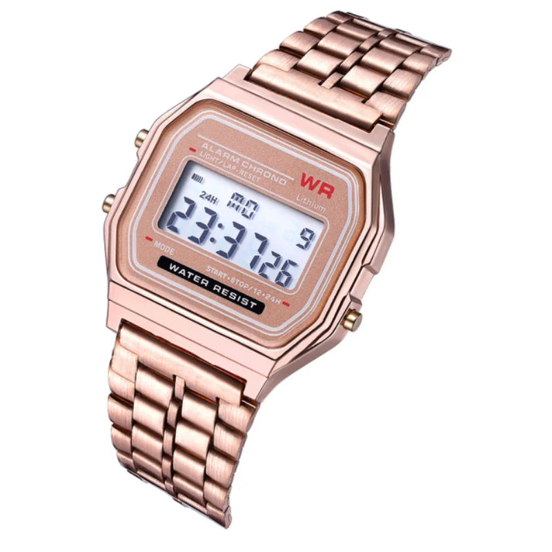 F91W watch with steel bracelet