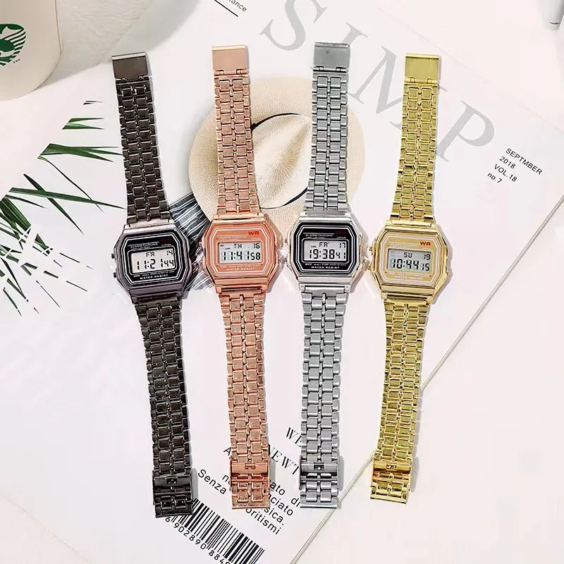 F91W watch with steel bracelet
