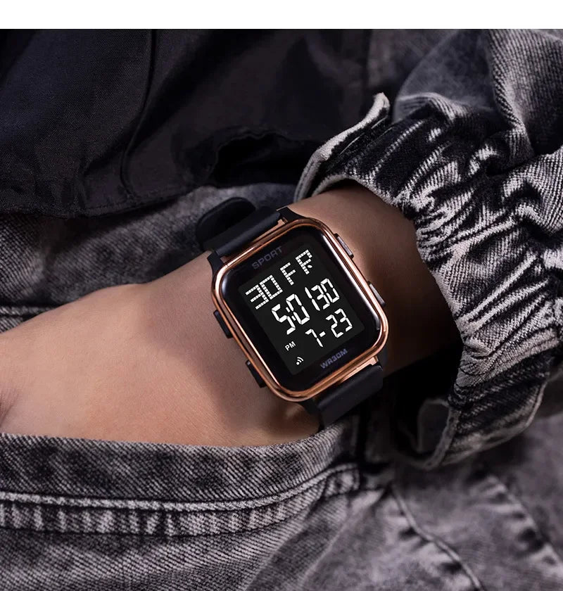 YIKAZE Retro Military Digital Watch Multifunctional Electronic Waterproof