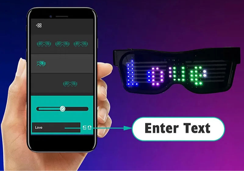 programmable LED party glasses with app control DIY text