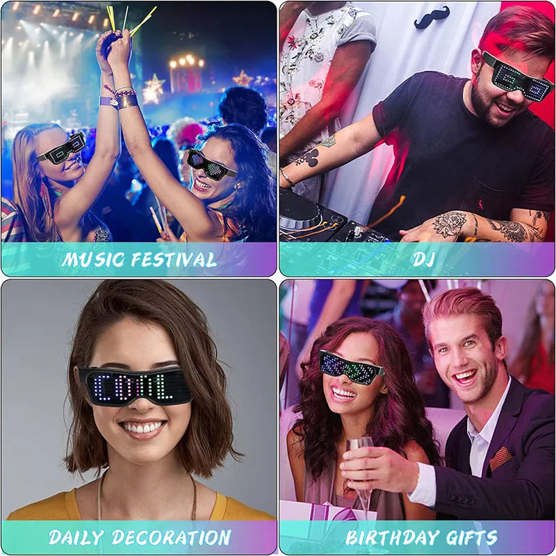 programmable LED party glasses with app control DIY text