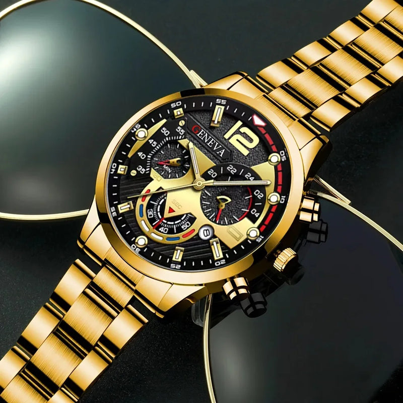 Luxury Men's Quartz Watches, 4-Piece Set