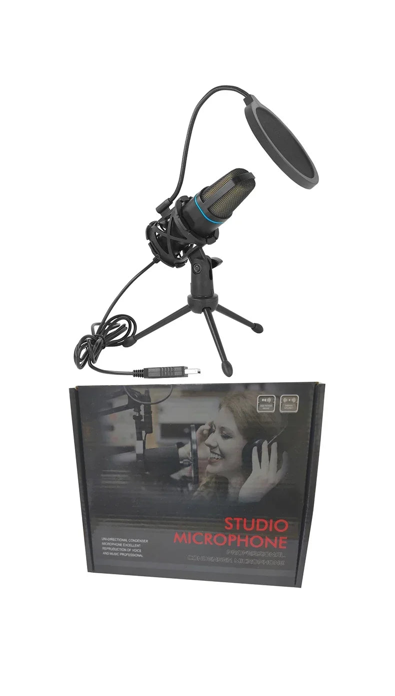 RGB Professional Microphone USB Condenser Microphone Wire Gaming Mic for Podcast Recording Studio Streaming Laptop Desktop PC