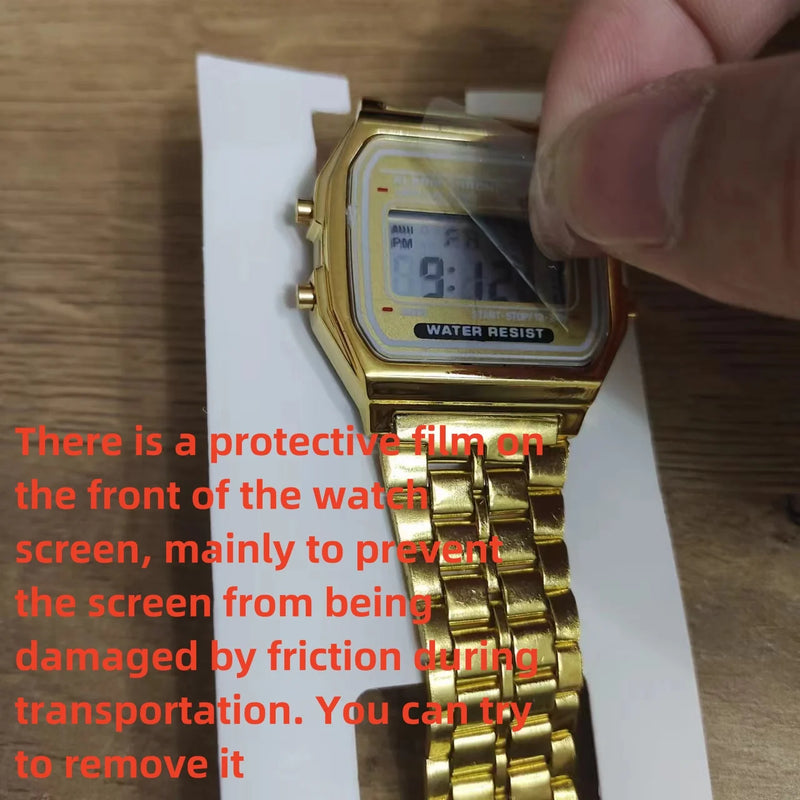 F91W watch with steel bracelet
