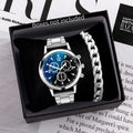 men's business watches, steel strap, quartz watch with bracelet (box not included)