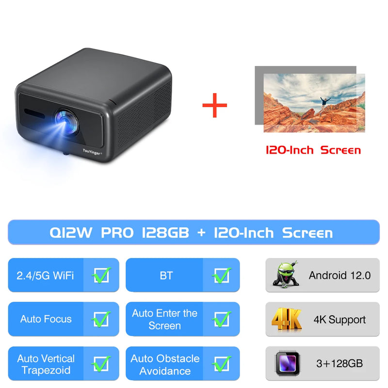 Touyinger Q12W pro 2800ANSI Full HD 4K Dual Screen Projector