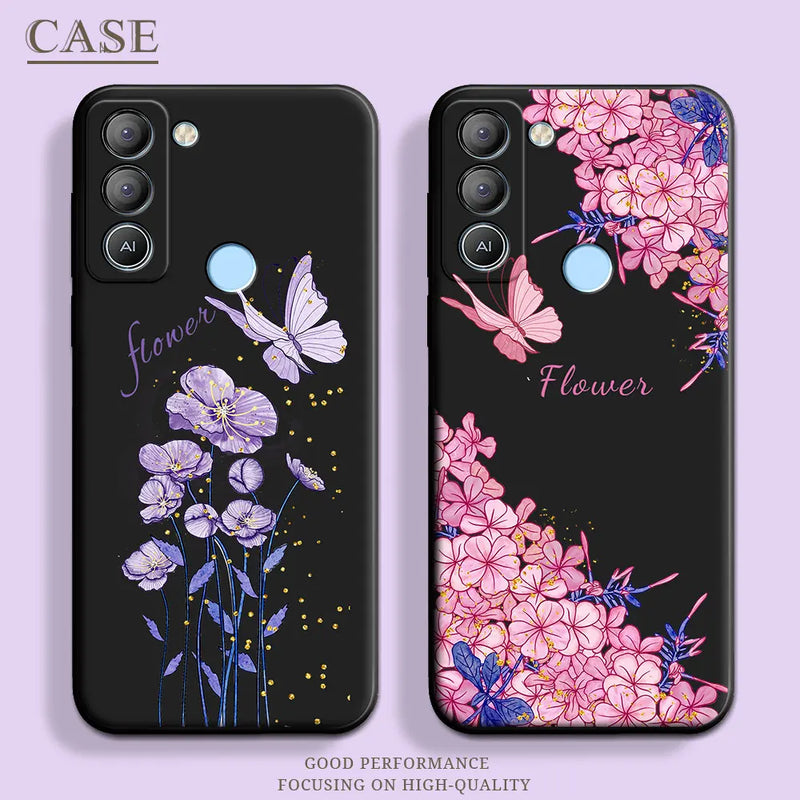 Soft silicone case with butterfly, stars and floral