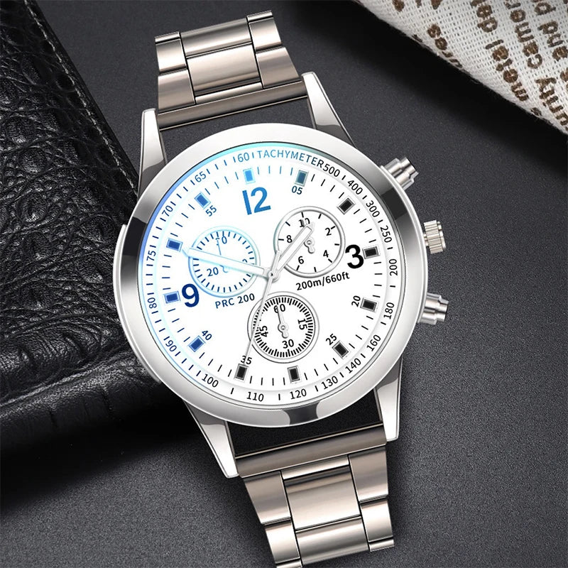 men's business watches, steel strap, quartz watch with bracelet (box not included)