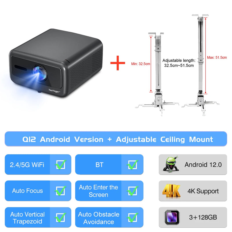 Touyinger Q12W pro 2800ANSI Full HD 4K Dual Screen Projector