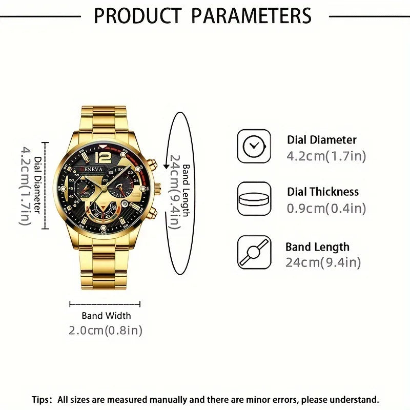 Luxury Men's Quartz Watches, 4-Piece Set