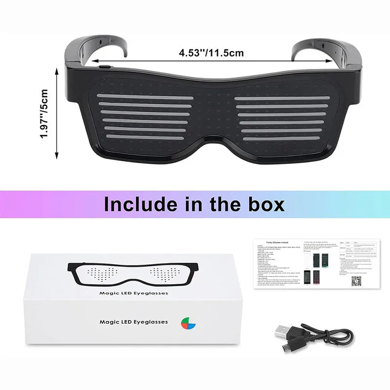 programmable LED party glasses with app control DIY text