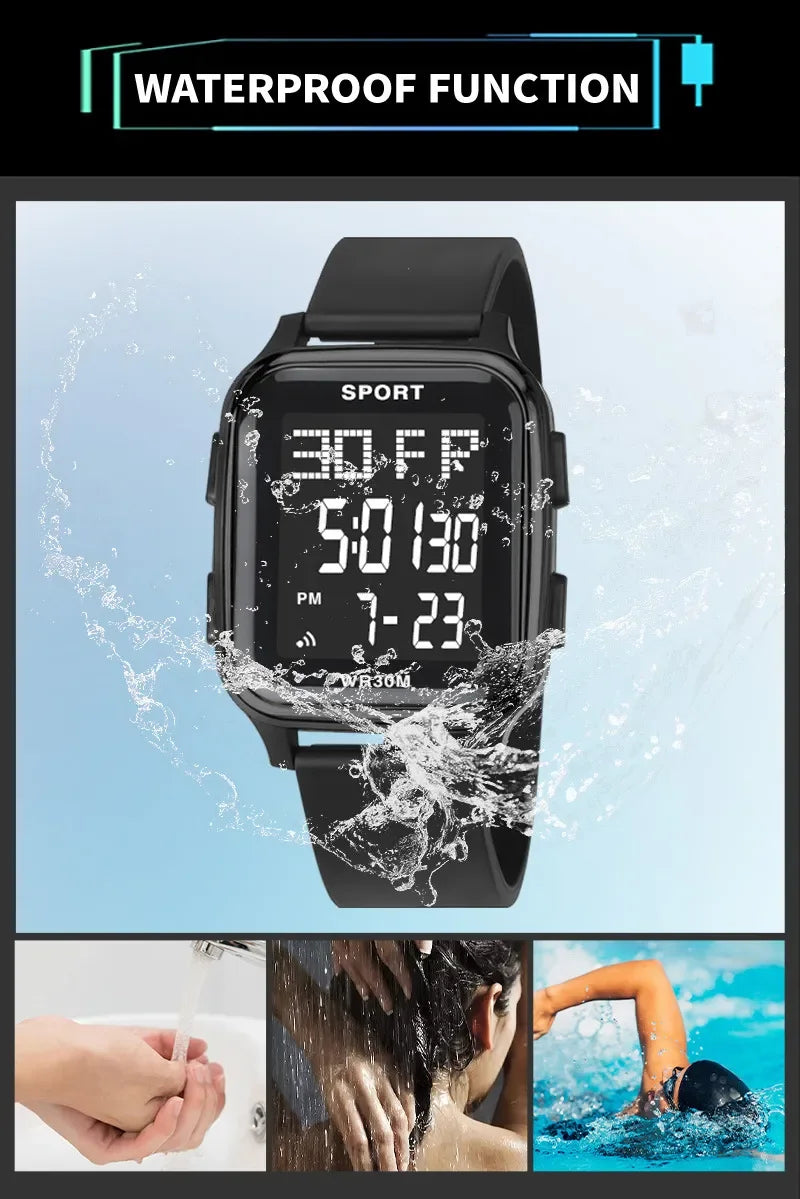 YIKAZE Retro Military Digital Watch Multifunctional Electronic Waterproof