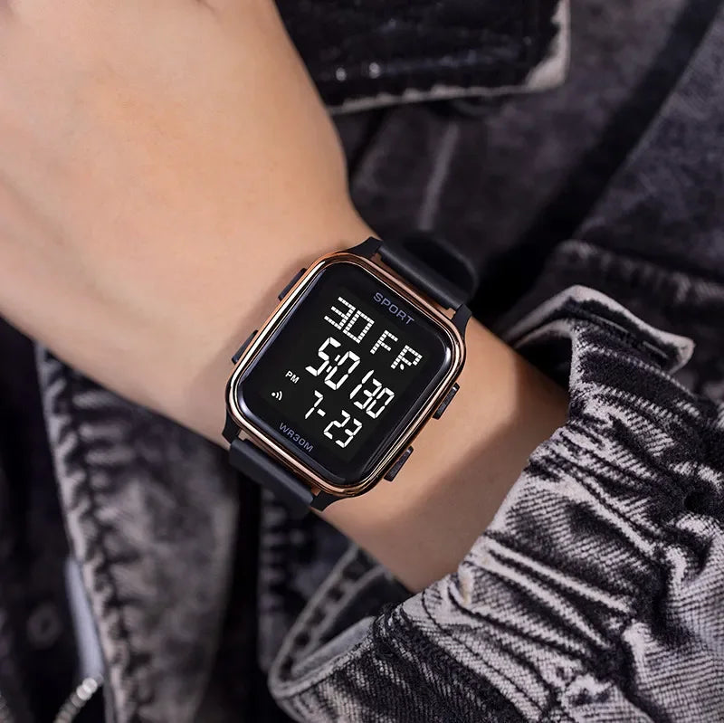 YIKAZE Retro Military Digital Watch Multifunctional Electronic Waterproof