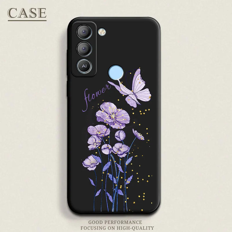 Soft silicone case with butterfly, stars and floral