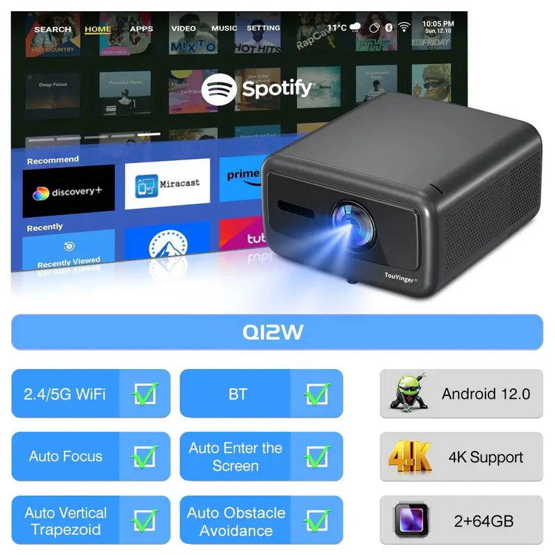 Touyinger Q12W pro 2800ANSI Full HD 4K Dual Screen Projector