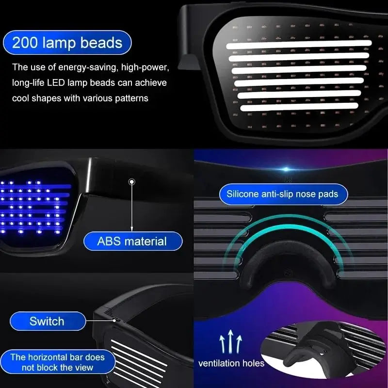 programmable LED party glasses with app control DIY text
