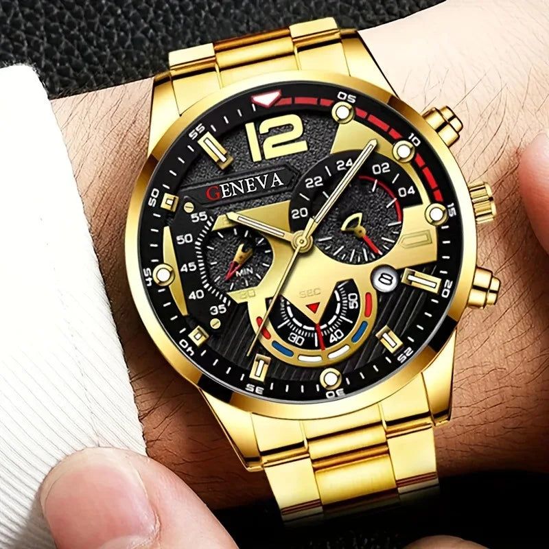 Luxury Men's Quartz Watches, 4-Piece Set