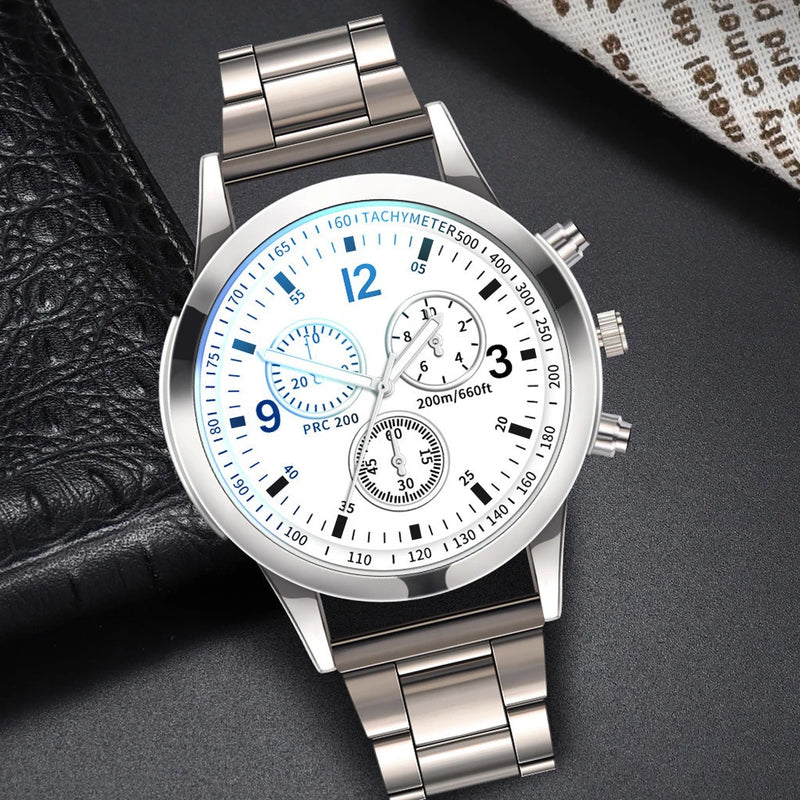 men's business watches, steel strap, quartz watch with bracelet (box not included)