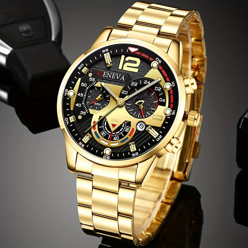 Luxury Men's Quartz Watches, 4-Piece Set