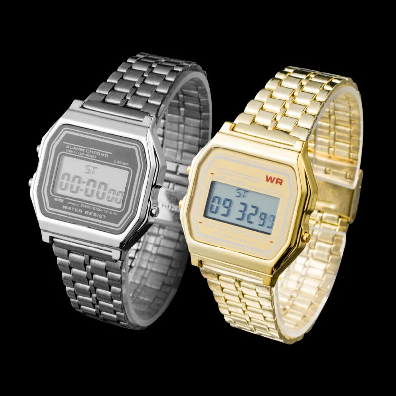 F91W watch with steel bracelet