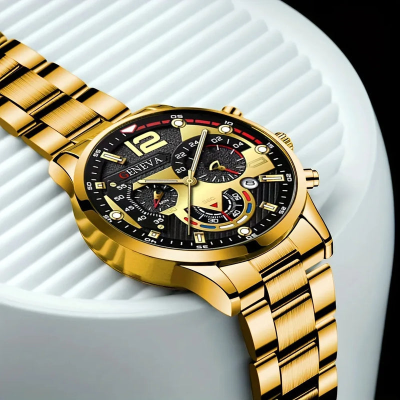 Luxury Men's Quartz Watches, 4-Piece Set