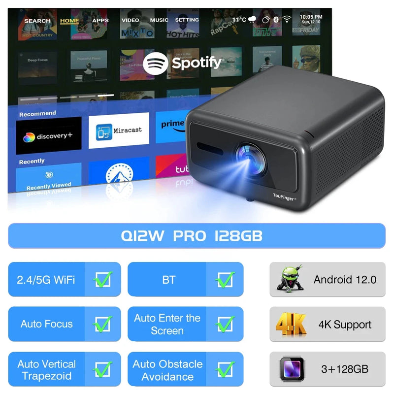 Touyinger Q12W pro 2800ANSI Full HD 4K Dual Screen Projector