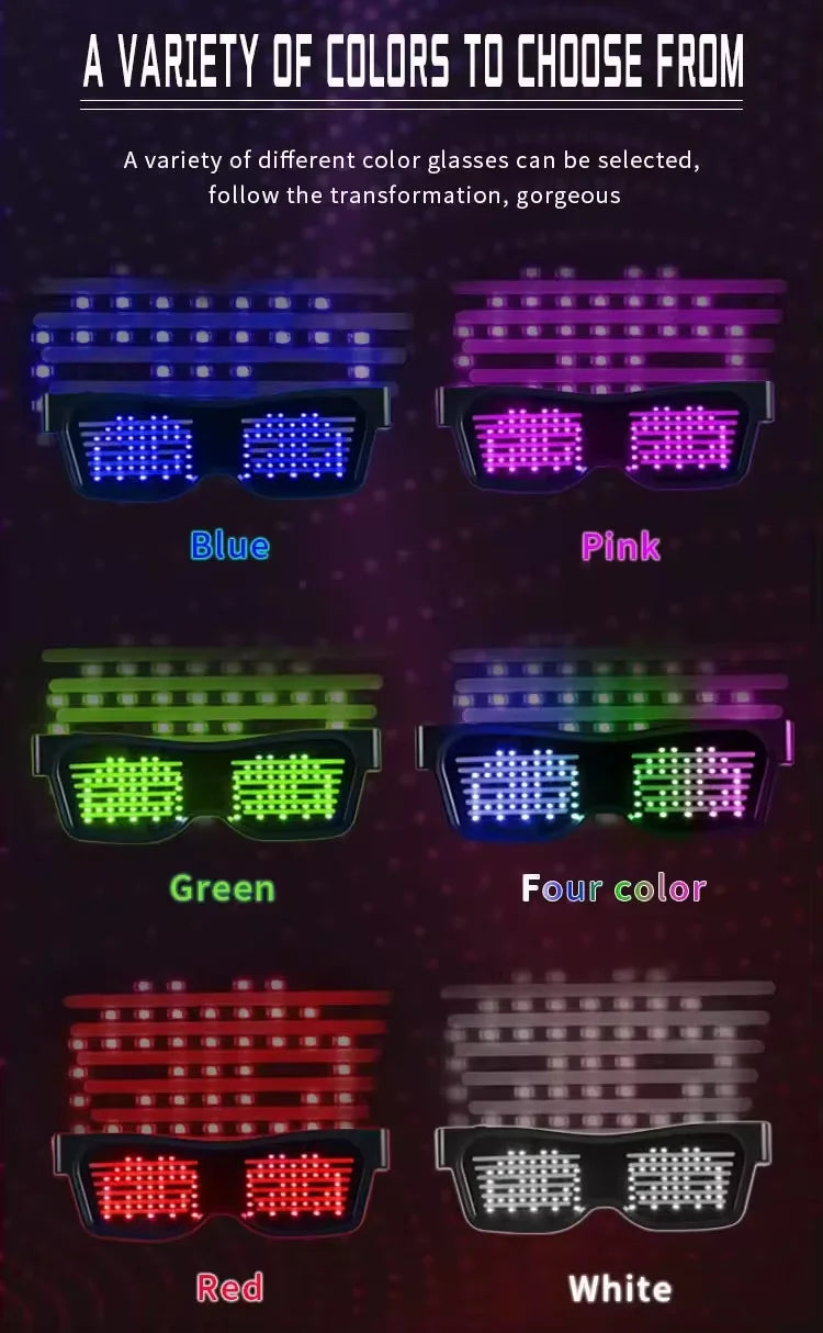 programmable LED party glasses with app control DIY text